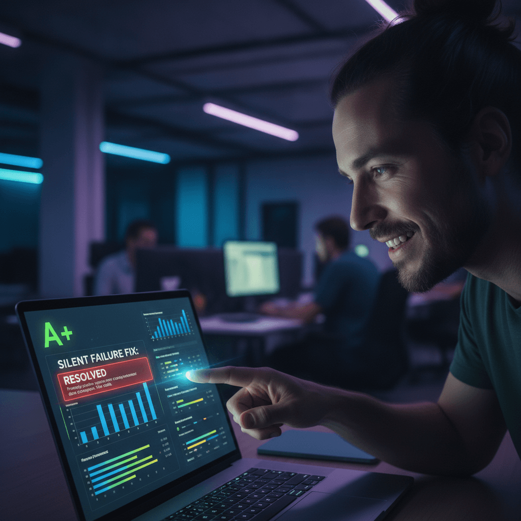 Developer relieved as Leaptr resolves a silent production failure with an A+ graded report